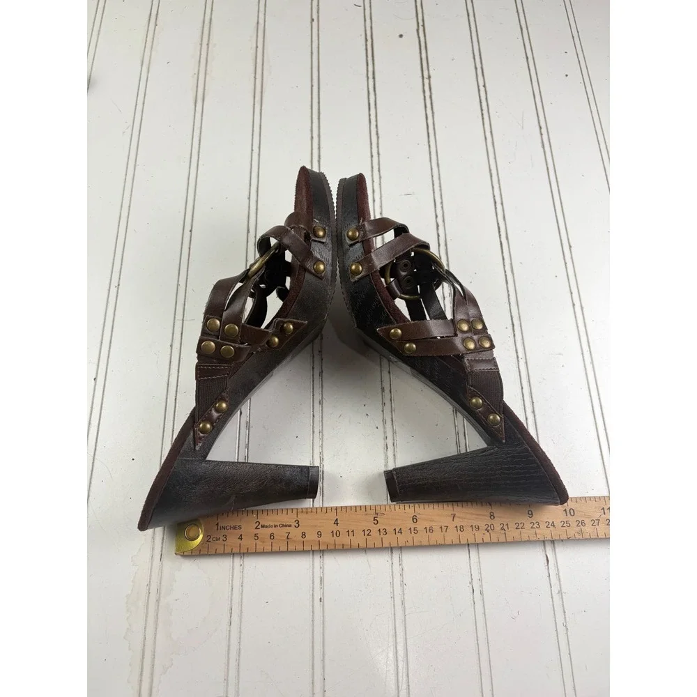 Bongo Vintage Y2K Norman Brown Strappy Boho Studded Platforms Women's Size 9M